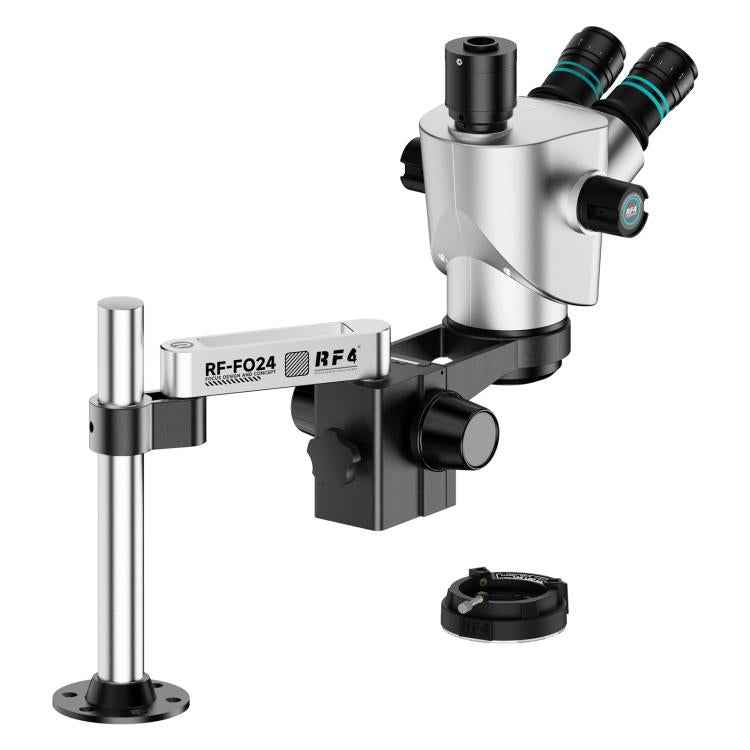 RF4 RF-CX71P-FO24 6.5X-65X Premium Dual-Anti Trinocular Stereo Microscope Head with FO24 Stand, RF-CX71P-FO24