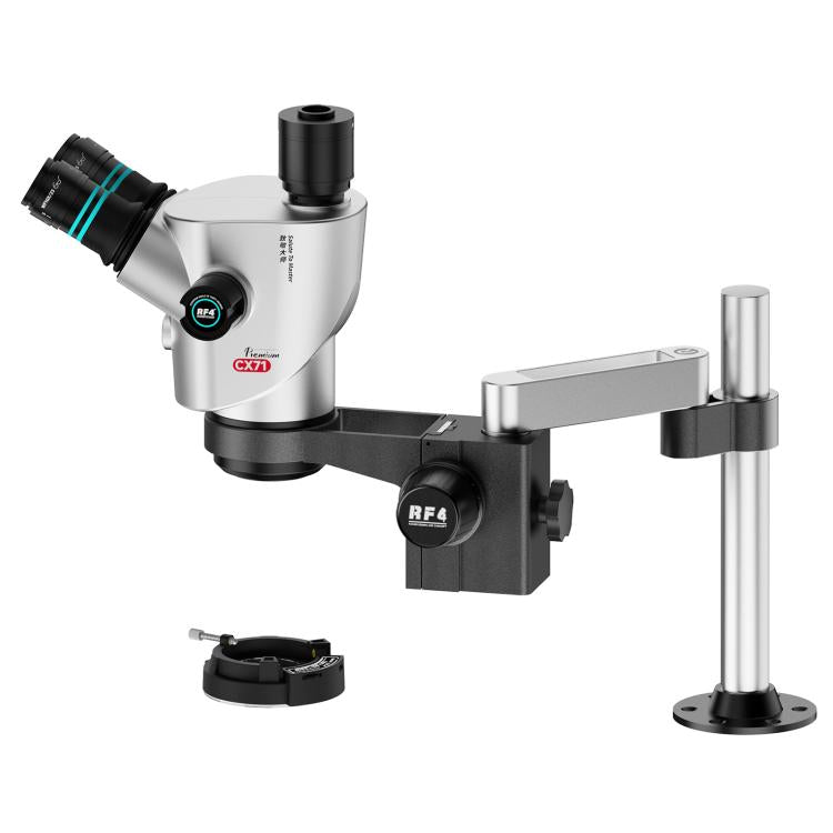 RF4 RF-CX71P-FO24 6.5X-65X Premium Dual-Anti Trinocular Stereo Microscope Head with FO24 Stand, RF-CX71P-FO24
