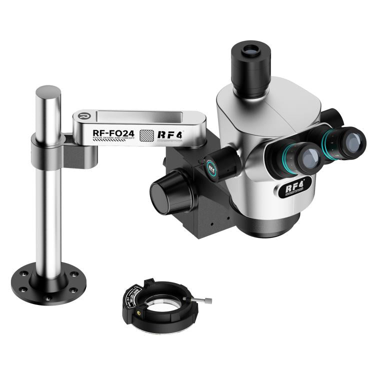 RF4 RF-CX71P-FO24 6.5X-65X Premium Dual-Anti Trinocular Stereo Microscope Head with FO24 Stand, RF-CX71P-FO24