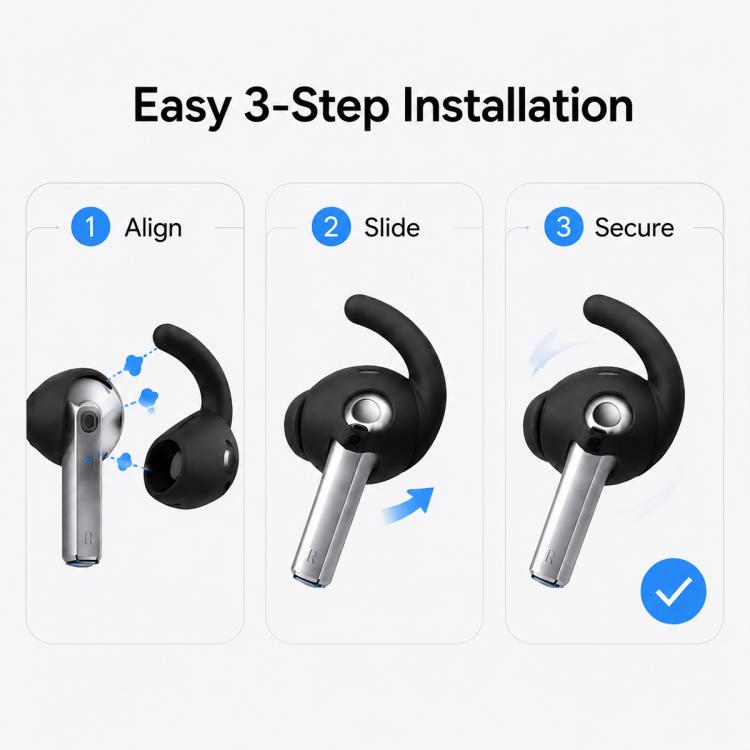 XDcase 3 Pairs Silicone Anti-slip Sports Ear Caps with Storage Case & Carabiner, For Galaxy Buds3 Pro