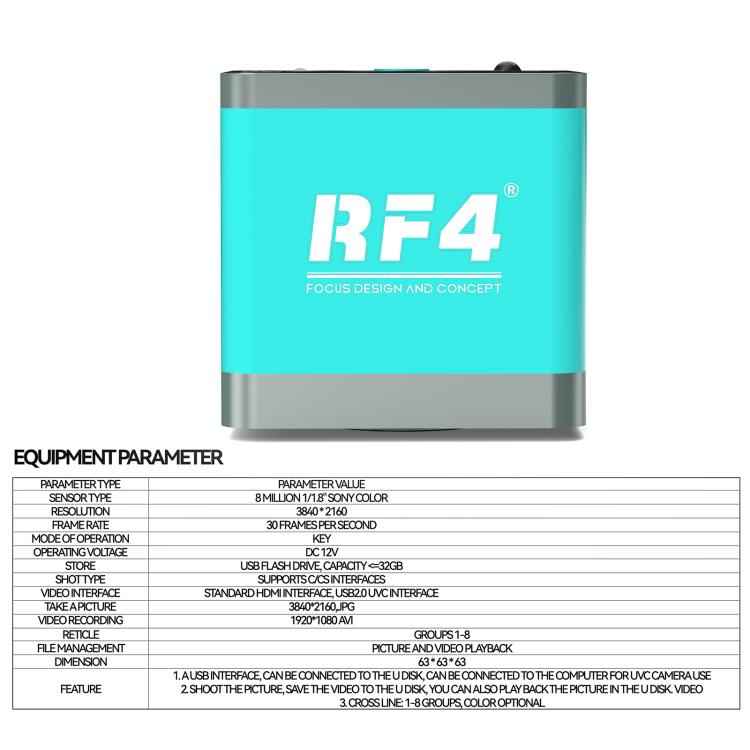 RF4 RF-4KC7 Large-Field 4K HD High-Resolution Adjustable Camera for Trinocular Stereo Microscope, RF-4KC7