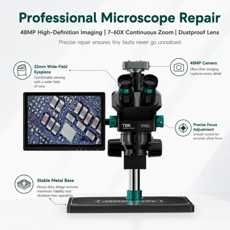 TBK TBK-701A 48MP 7X-60X Continuous Zoom Digital Microscope, TBK-701A