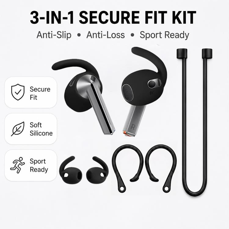XDcase Silicone Sports Anti-Slip Ear Covers & Ear Hooks & Anti-Lost Strap Combo Set, For Galaxy Buds3 Pro