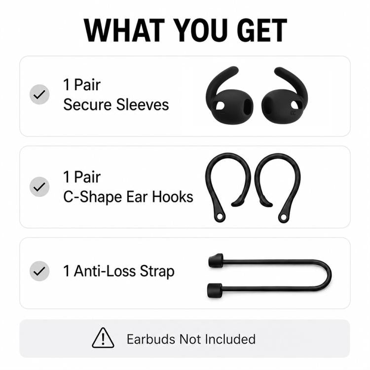 XDcase Silicone Sports Anti-Slip Ear Covers & Ear Hooks & Anti-Lost Strap Combo Set, For Galaxy Buds3 Pro