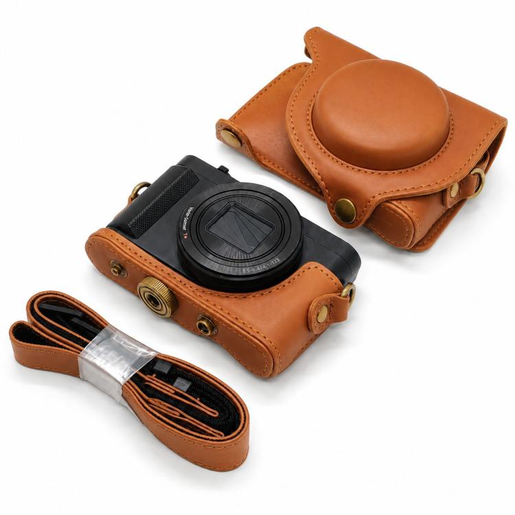 Full Body Retro Vegan Leather Camera Case Bag with Strap, For Sony DSC-WX500