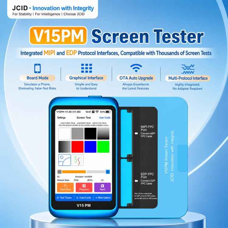 JCID V15PM Professional LCD Touch Screen Tester with 7-16 Pro Max Test Flex Cable, V15PM Screen Tester with 7-16 Flex Cable