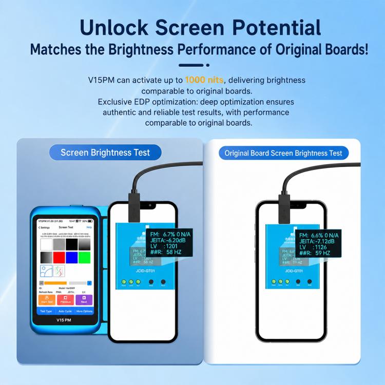 JCID V15PM Professional LCD Touch Screen Tester with 7-16 Pro Max Test Flex Cable, V15PM Screen Tester with 7-16 Flex Cable