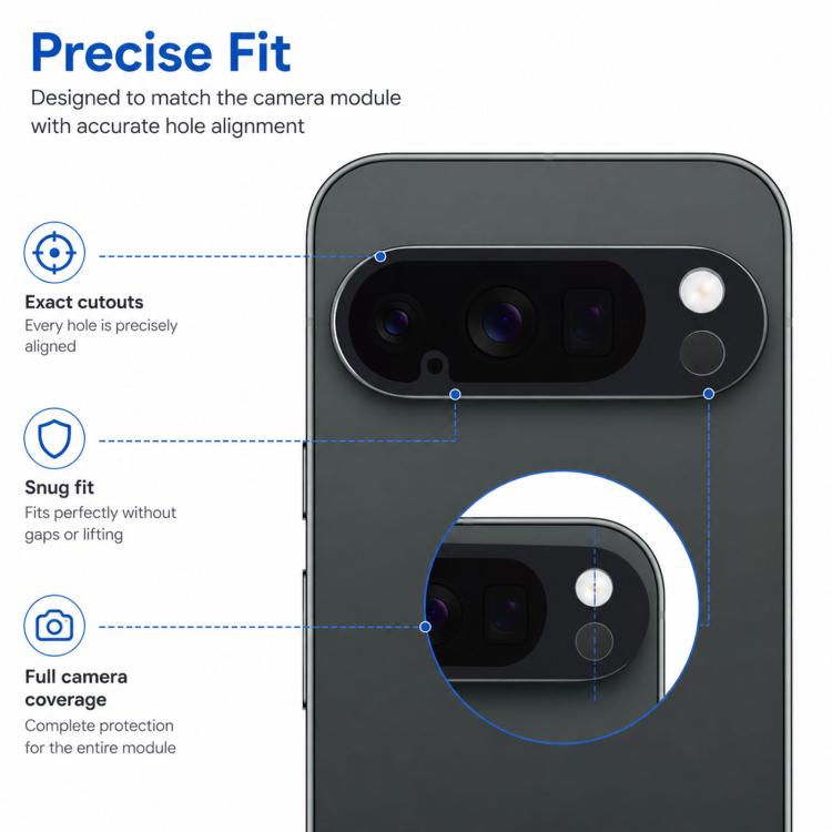 XDcase Silk-Print Integrated Tempered Glass Camera Lens Protector, For Google Pixel 10 Pro Fold, For Google Pixel 10 Pro XL, For Google Pixel 10 Pro, For Google Pixel 10