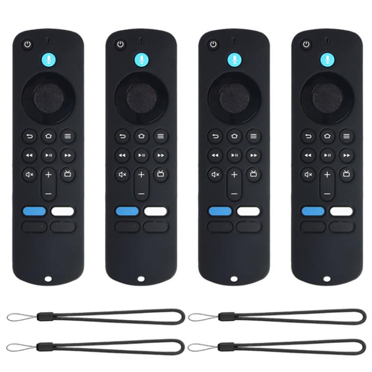 XDcase 4pcs Soft Silicone Protective Case with Mini Strap, For Amazon Fire TV Stick 4K 2025 Remote