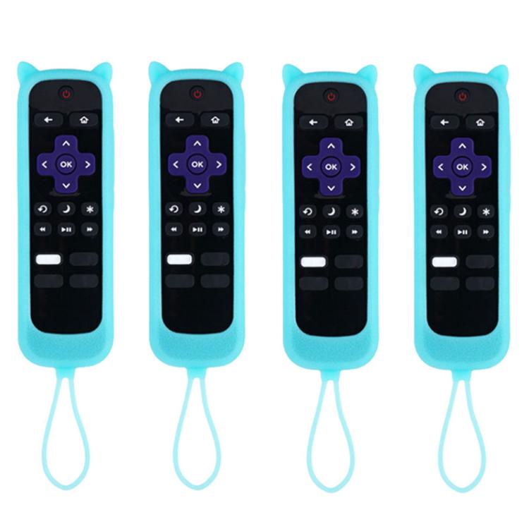XDcase 4pcs Cute Cat Ears Silicone Protective Case with Mini Strap, For TCL Roku TV Remote