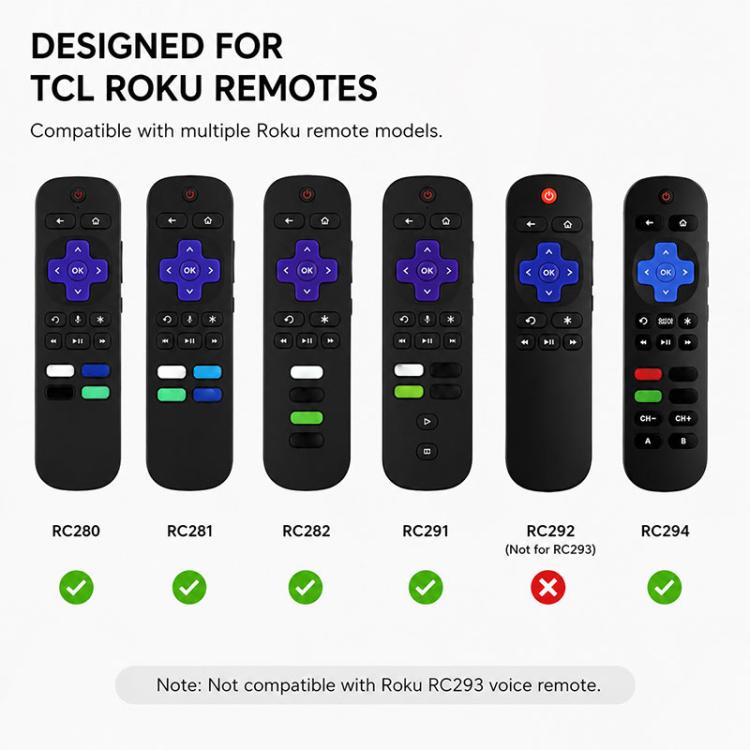 XDcase 4pcs Cute Cat Ears Silicone Protective Case with Mini Strap, For TCL Roku TV Remote