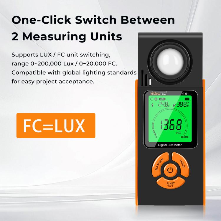 YT351 High Precision Integrated Digital Lux Meter Light Brightness Measuring, YT351