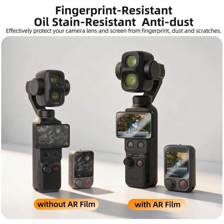 Sunnylife Tempered Glass Film For DJI Osmo Pocket 4P / 4 / 3, Screen & Remote Film 2 Sets, Screen & Remote Film, Screen Film 2pcs, Screen Film