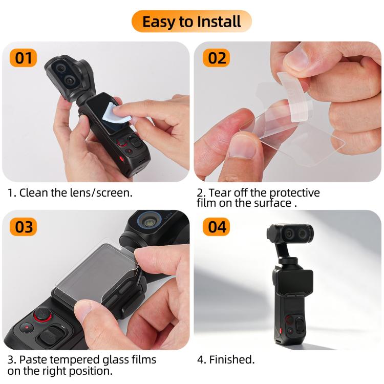 Sunnylife Lens Screen Protector Tempered Glass Film, For Insta360 Luna Ultra