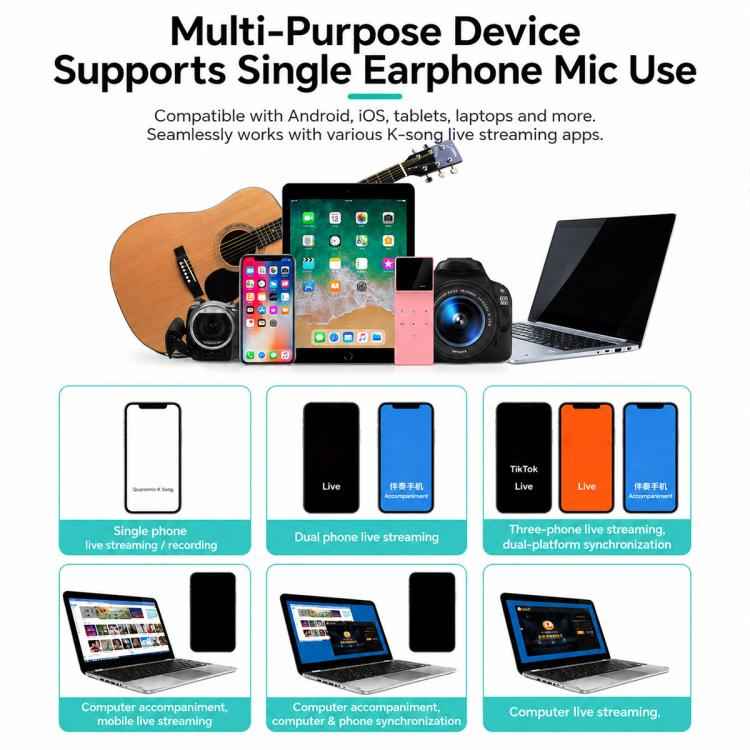 S8 Multi-functional Professional Live Streaming Sound Card Audio Mixer, S8