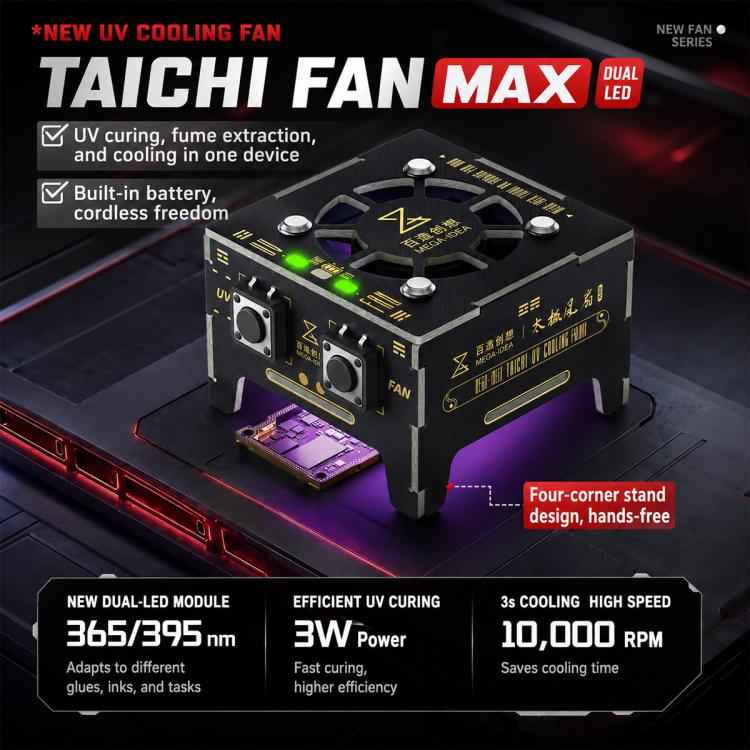 Mega-Idea Taichi UV Fan MAX Dual-LED 2 in 1 UV Curing Light with Fast Cooling Fan, Mega-Idea Taichi UV Fan MAX