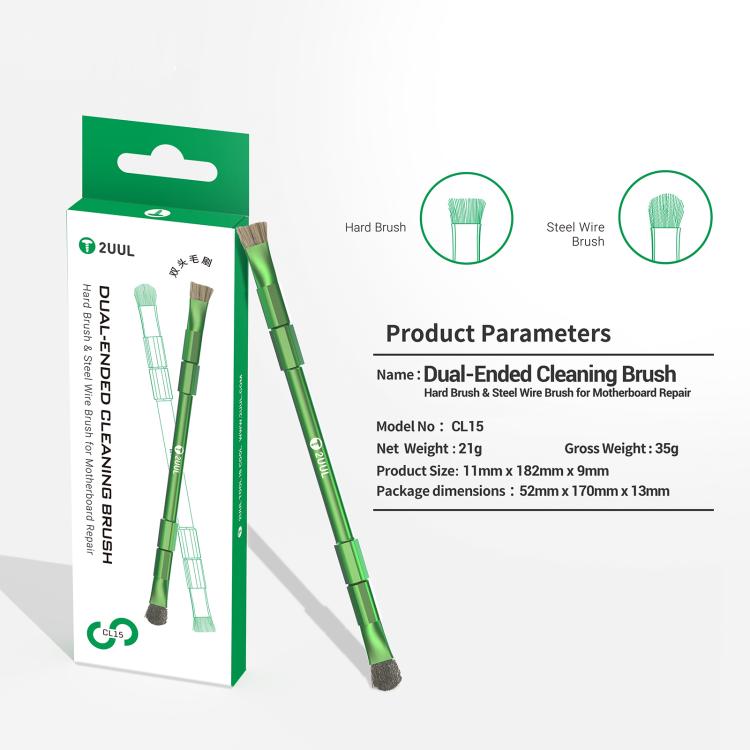 2UUL CL15 Hard Brush & Steel Wire Brush Dual-Ended Cleaning Brush