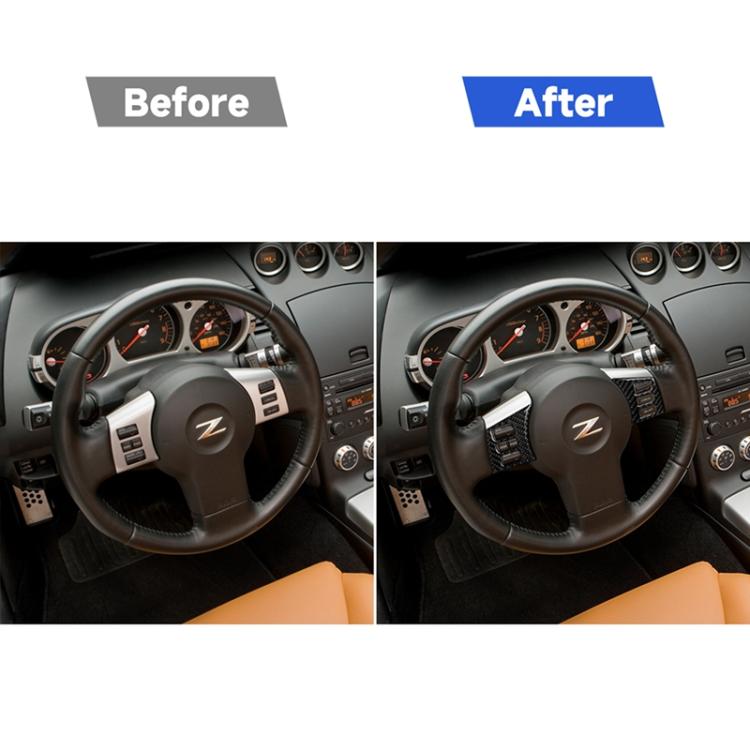 Car Carbon Fiber Steering Wheel Button Frame Decorative Sticker for Nissan 350z 2006-2009, Steering Wheel Button Frame