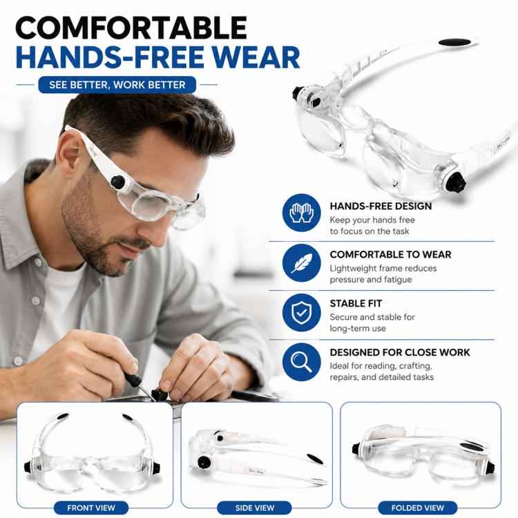 7102-360 Foldable Glasses Style 360 Degrees Magnifying Glass, 7102-360