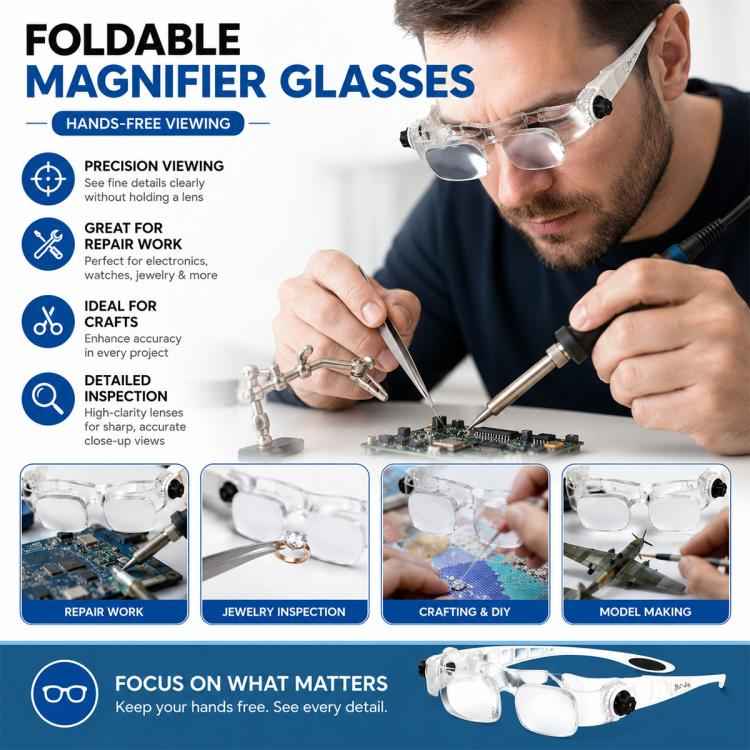 7102-360 Foldable Glasses Style 360 Degrees Magnifying Glass, 7102-360