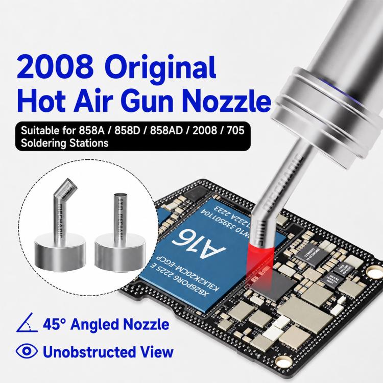 6 PCS/Pack MECHANIC 2008 Series Soldering Station Hot Air Gun Nozzles, Curved Mouth, Straight Mouth