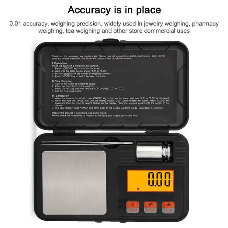 200g/0.01g High-Precision Portable Jewelry Scale Mini Electronic Scale Precision Carat Electronic Scale