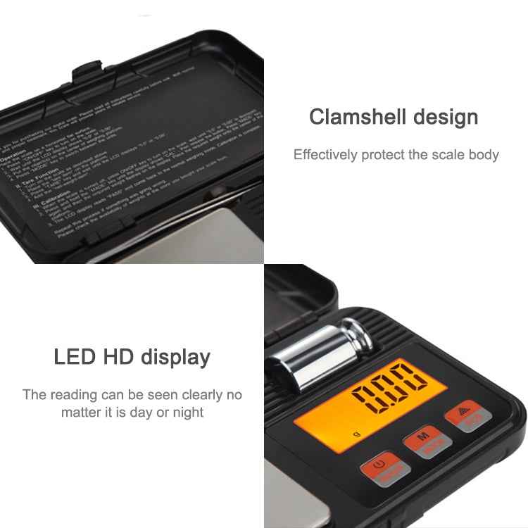 200g/0.01g High-Precision Portable Jewelry Scale Mini Electronic Scale Precision Carat Electronic Scale