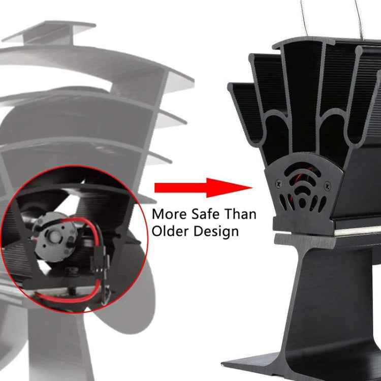 YL602 5-Blade High Temperature Metal Heat Powered Fireplace Stove Fan