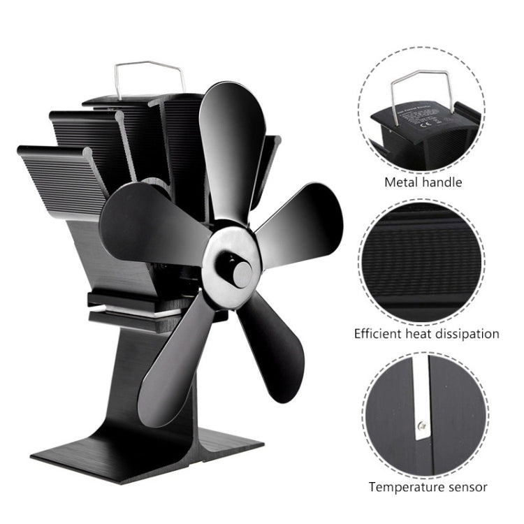 YL602 5-Blade High Temperature Metal Heat Powered Fireplace Stove Fan, YL602 (Silver), YL602 (Black), YL602 (Bronze), YL602 (Grey), YL602 (Gold), YL602 (Rose Red)