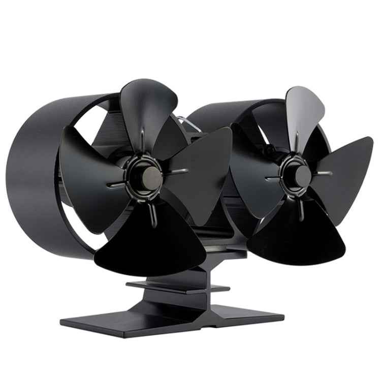 Double Head 8-Blade Aluminum Heat Powered Fireplace Stove Fan