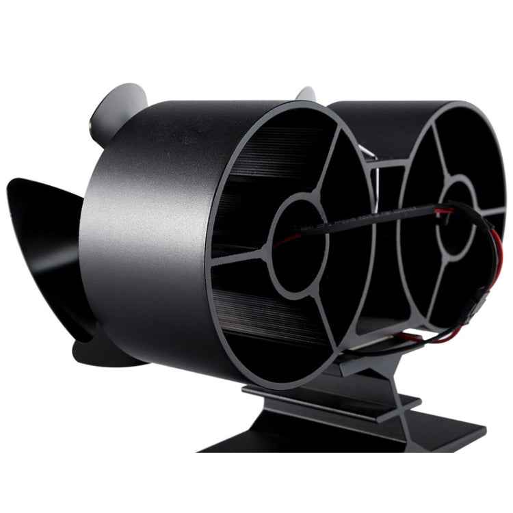 Double Head 8-Blade Aluminum Heat Powered Fireplace Stove Fan