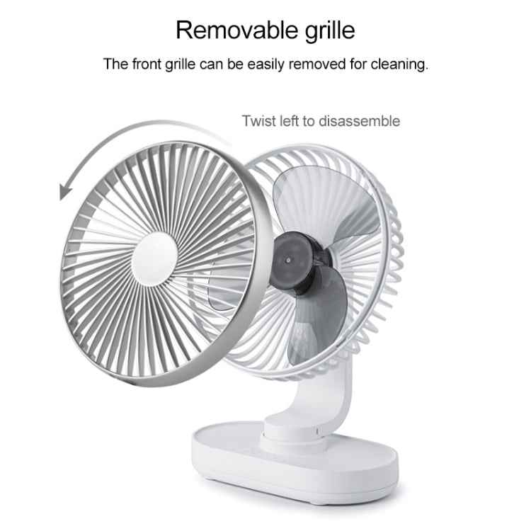 D77 4W Micro USB & USB-C / Type-C Rechargeable Portable Four-speed Adjustable Automatic Head Shaking Desktop Fan