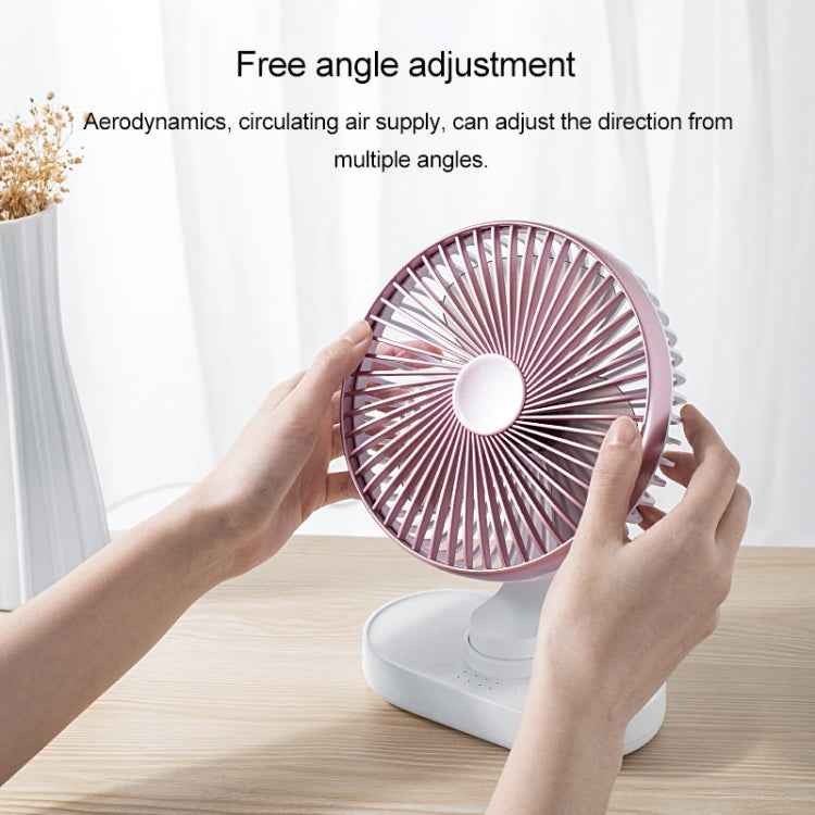 D77 4W Micro USB & USB-C / Type-C Rechargeable Portable Four-speed Adjustable Automatic Head Shaking Desktop Fan