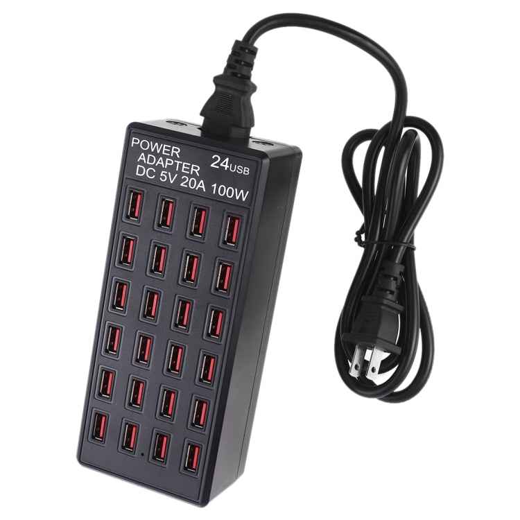 100W 24 USB Ports Fast Charger Station Smart Charger with LED Indicator AC 100-240V, US Plug