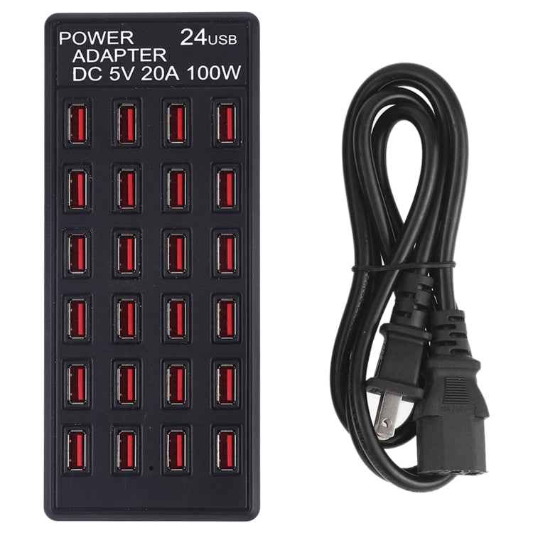 100W 24 USB Ports Fast Charger Station Smart Charger with LED Indicator AC 100-240V, US Plug