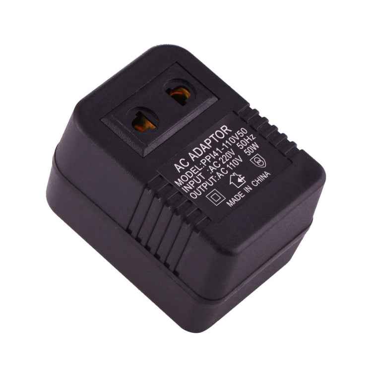 220V to 110V 50W AC Power Socket Adapter, EU/US Plug to US Plug