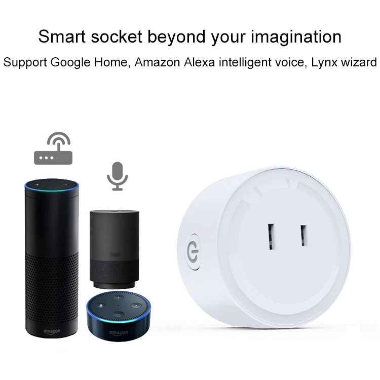 10A Round Shape WiFi Mini Plug APP Remote Control Timer Smart Socket, Support Alexa & Google Home, AC 100-240V, JP / US Plug
