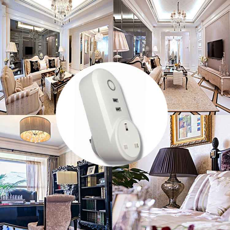 SA-002 2 USB Ports + 1 EU Socket WiFi Smart Power Plug Socket, Compatible with Alexa and Google Home, AC 110V-230V, UK Plug, US Plug