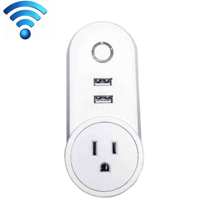SA-002 2 USB Ports + 1 EU Socket WiFi Smart Power Plug Socket, Compatible with Alexa and Google Home, AC 110V-230V
