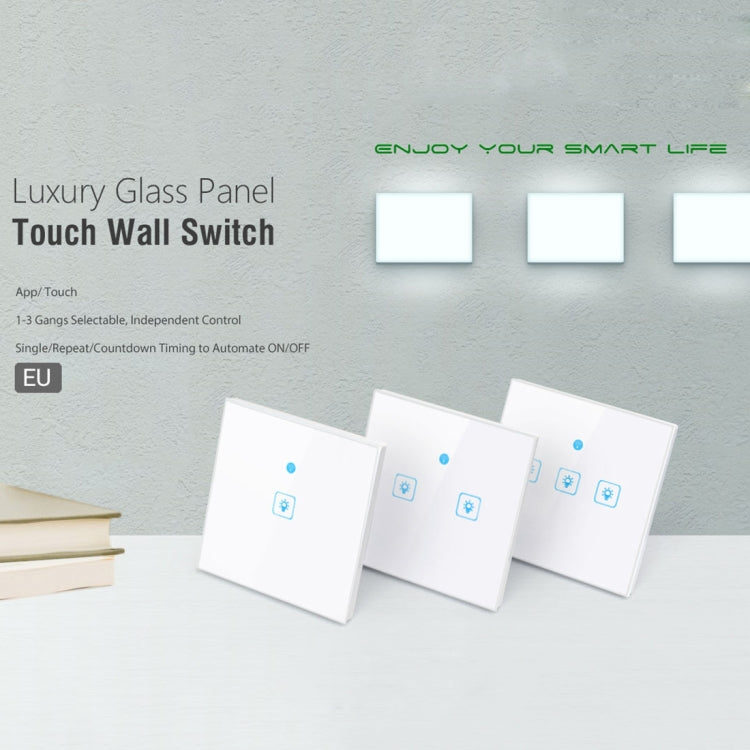 WS-EU-01 EWeLink APP & Touch Control 2A 1 Gang Tempered Glass Panel Smart Wall Switch, AC 90V-250V, EU Plug