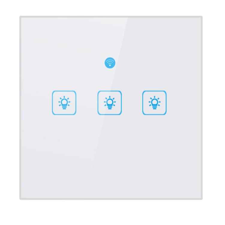 WS-EU-03 EWeLink APP & Touch Control 2A 3 Gangs Tempered Glass Panel Smart Wall Switch, AC 90V-250V, EU Plug