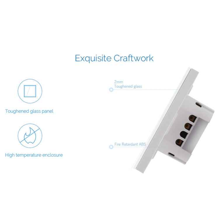 WS-EU-03 EWeLink APP & Touch Control 2A 3 Gangs Tempered Glass Panel Smart Wall Switch, AC 90V-250V, EU Plug