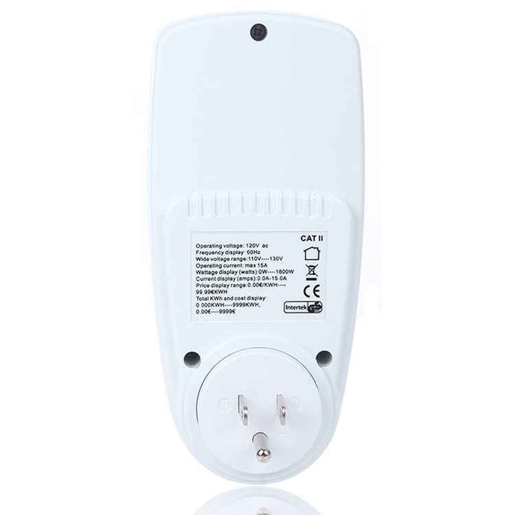 AC 120V 60Hz Max 15A LCD Display Power Meter Energy Watt Amps Volt Electricity Usage Monitor Analyzer, US Plug