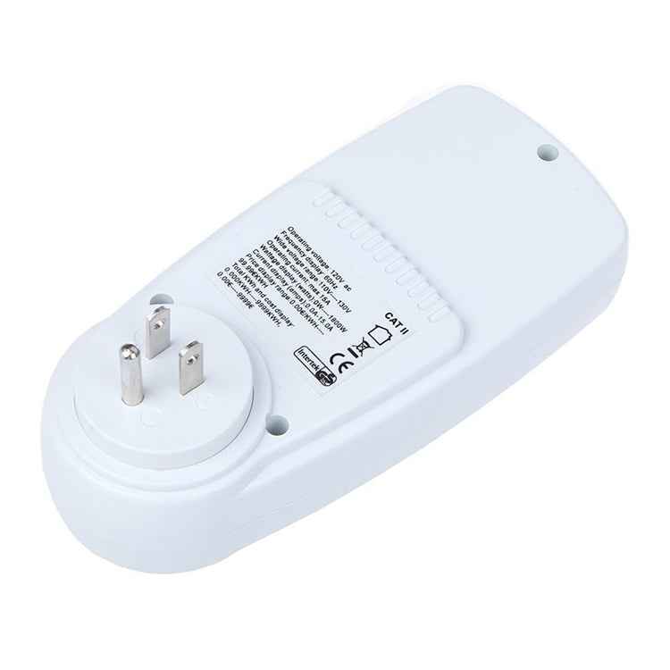 AC 120V 60Hz Max 15A LCD Display Power Meter Energy Watt Amps Volt Electricity Usage Monitor Analyzer, US Plug