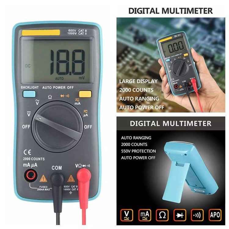 ZT98 CAT III 600V Portable Digital Multimeter 2000 Counts Back-light AC / DC Current Voltage Tester Meter with LCD Screen & Holder