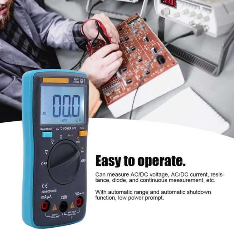 ZT98 CAT III 600V Portable Digital Multimeter 2000 Counts Back-light AC / DC Current Voltage Tester Meter with LCD Screen & Holder