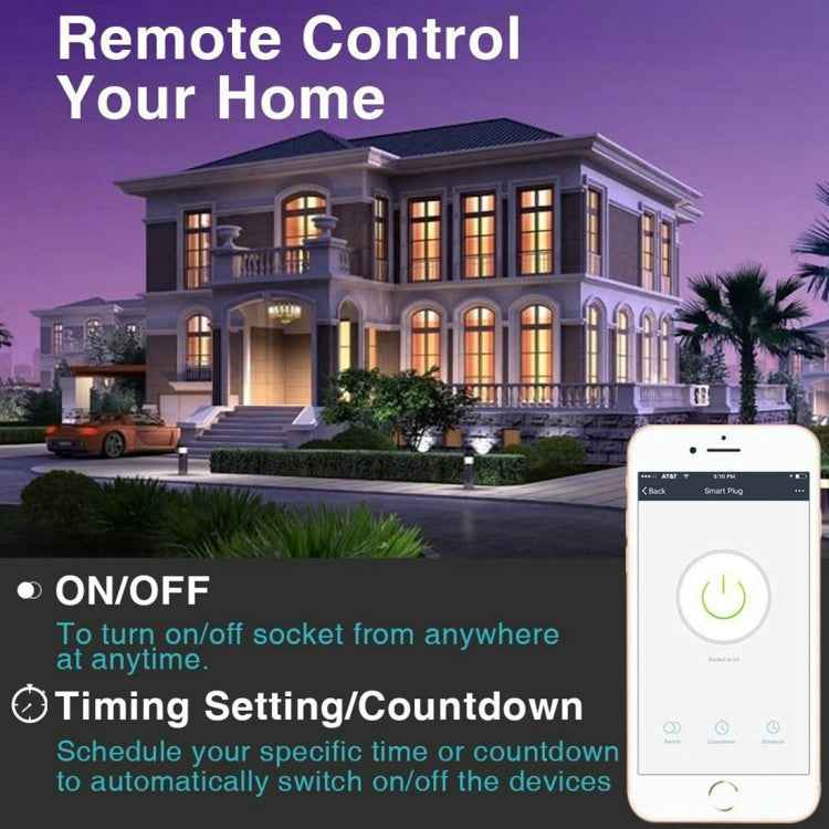 JH-G09U 15A 2.4GHz WiFi Control Hubless Smart Home Power Socket Works with Alexa & Google Home, AC 100-240V, US Plug