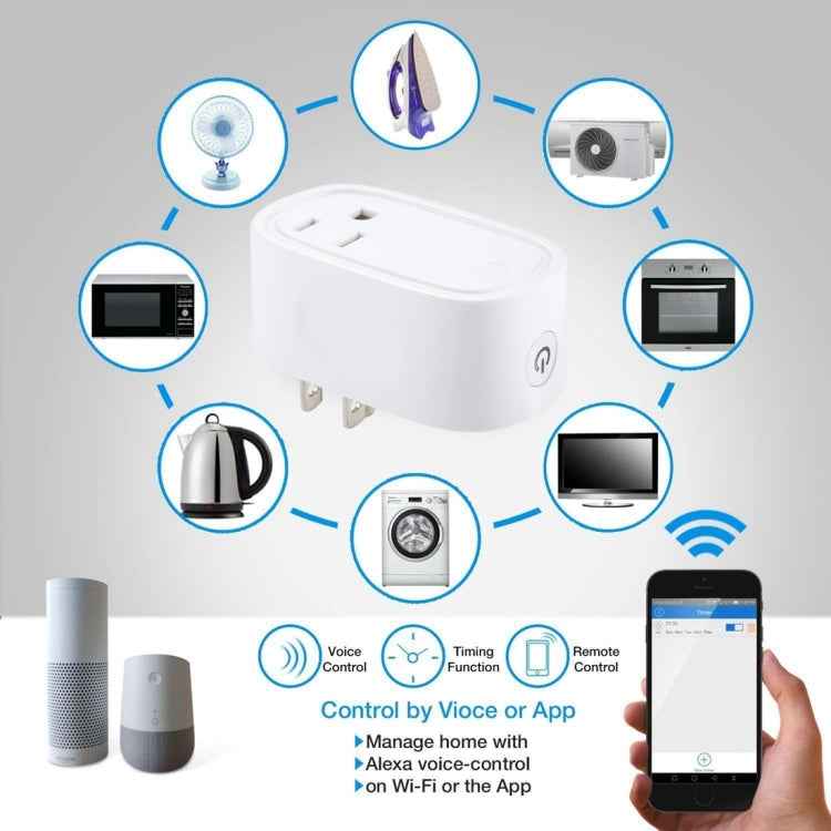 JH-G09U 15A 2.4GHz WiFi Control Hubless Smart Home Power Socket Works with Alexa & Google Home, AC 100-240V, US Plug