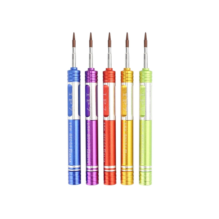 Destornillador de tres puntas JF-iphone7 de 0,6" para iPhone X/8/8P/7/7P y Apple Watch: dorado, naranja, verde, azul y morado.