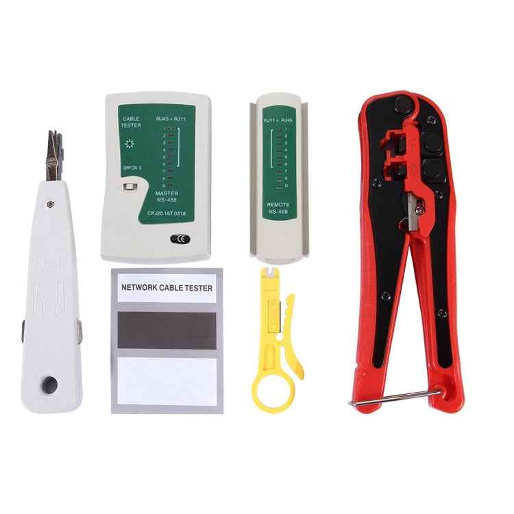 WLXY 4 in 1 Portable Crimping Stripper Punch Down Wire Line Detector Ethernet Network Cable Tester Tools Kits